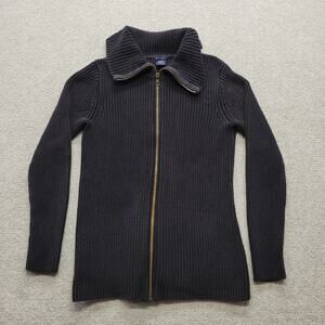 GAP Maternity Womens Small Black Ribbed Knit Full Zip Sweater Cardigan Jacket